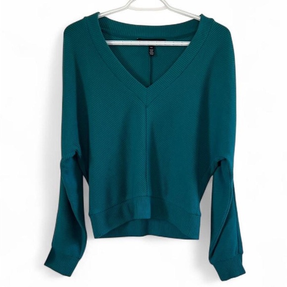 White House Black Market Sweaters - White House Black Market Teal Cozy Knit V Neck Long Sleeve Sweater Size XS